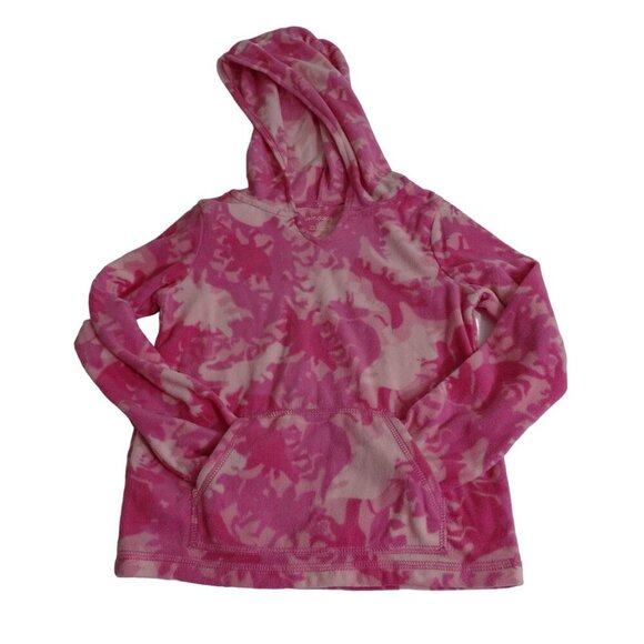 Okie Dokie Pink Camouflage Hooded Fleece Pullover Jacket Girls Size L 6 Long Slv - Picture 1 of 4